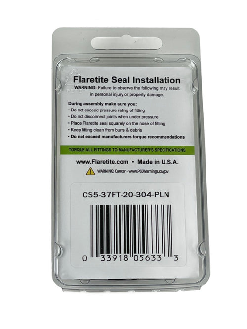 1-1/4" (-20), Clam Shell of 5 seals, 37° JIC 304 Stainless Steel Plain (Without Loctite®)