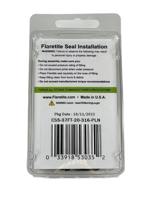 1-1/4" (-20), Clam Shell of 5 seals, 37° JIC 316 Stainless Steel Plain (Without Loctite®)