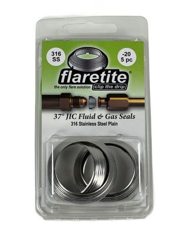 1-1/4" (-20), Clam Shell of 5 seals, 37° JIC 316 Stainless Steel Plain (Without Loctite®)