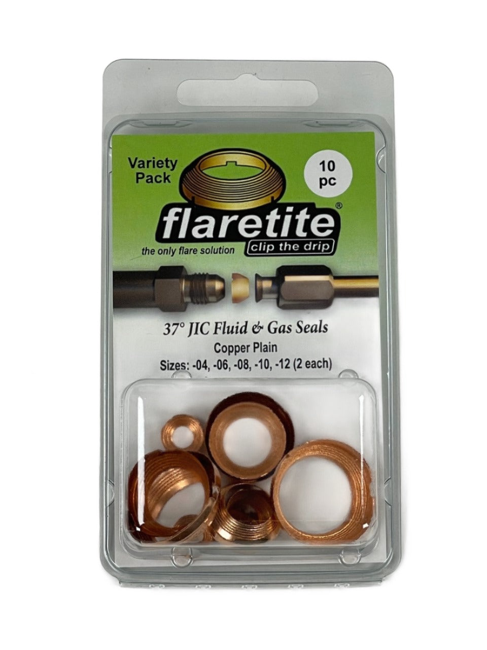 Clam Shell Variety Kit, 10 Seals, 37° JIC Copper Plain (Without Loctite®)