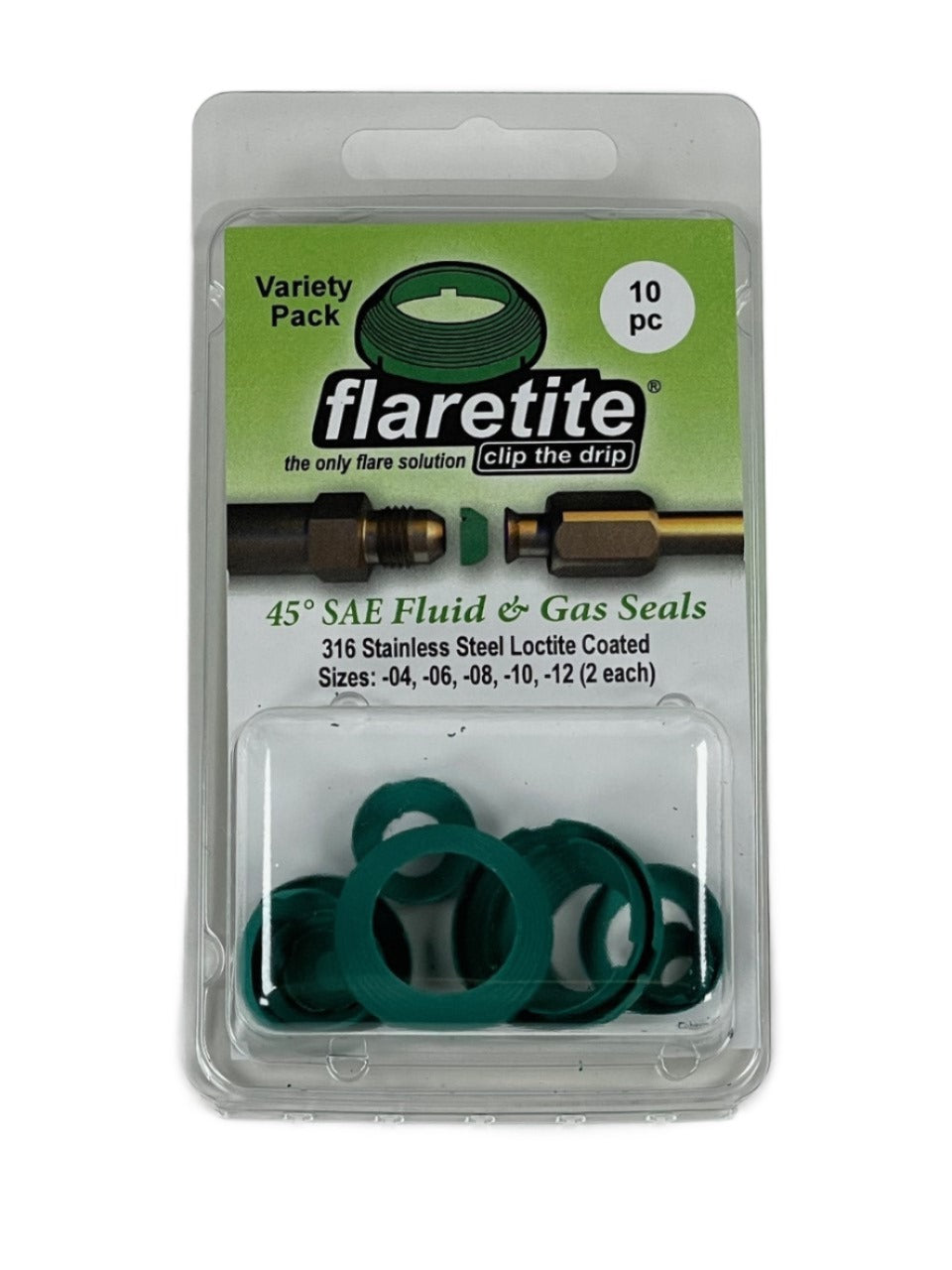 Clam Shell Variety Kit, 10 Seals, 45° SAE 316 Stainless Steel Loctite® Coated