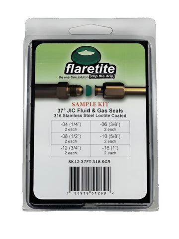 Small Variety Kit, 12 Seals, 37° JIC 316 Stainless Steel Loctite® Coated