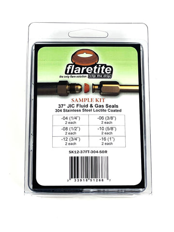 Small Variety Kit, 12 Seals, 37° JIC 304 Stainless Steel Loctite® Coated